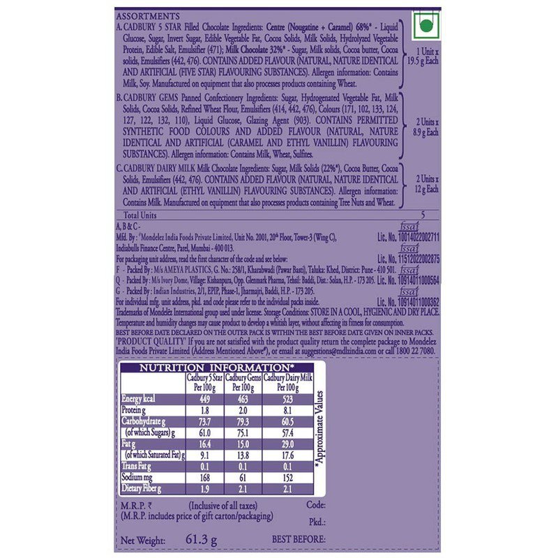 Cadbury Celebration Assorted Chocolates Gift Pack 62.2 g - Image 2