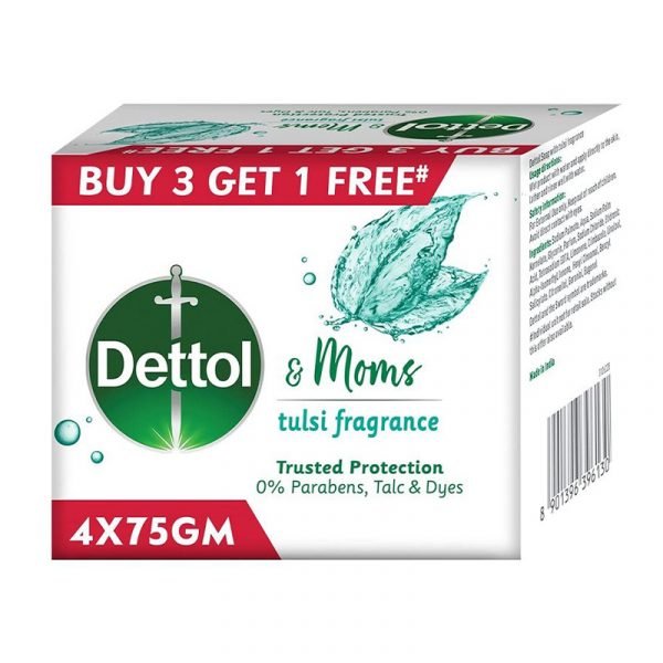 Dettol Moms Soap Tulsi, 4 N (75 g Each)
