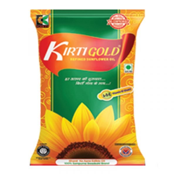 Kirti Gold Sunflower Oil Pouch, 1 L
