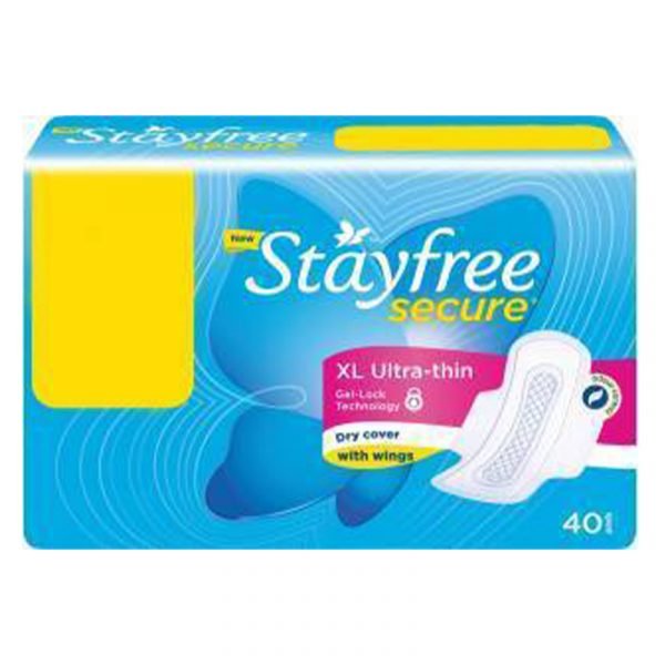 Stayfree Secure Dry Sanitary Napkin XL with Wings, 40 N