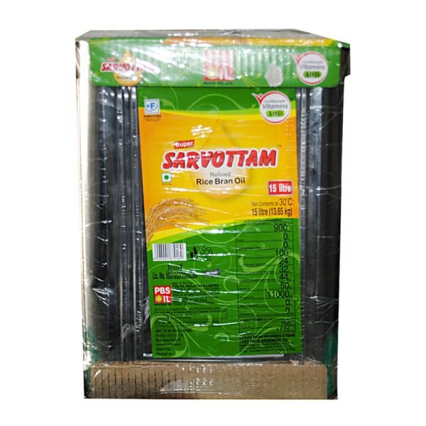 Super Sarvottam Rice Bran Oil Tin, 15 L