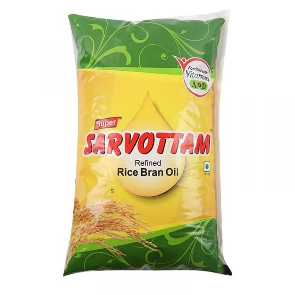 Super Sarvottam Rice Bran Oil Pouch, 1 L