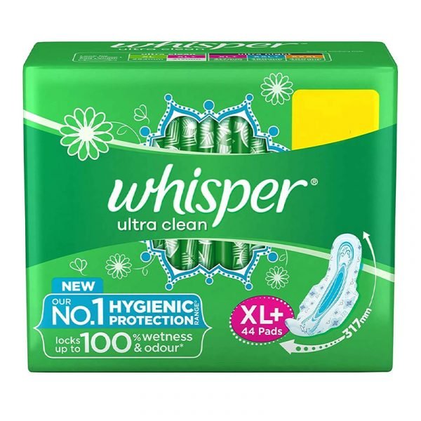 Whisper Ultra Clean Sanitary Pads XL With Wings, 44 N